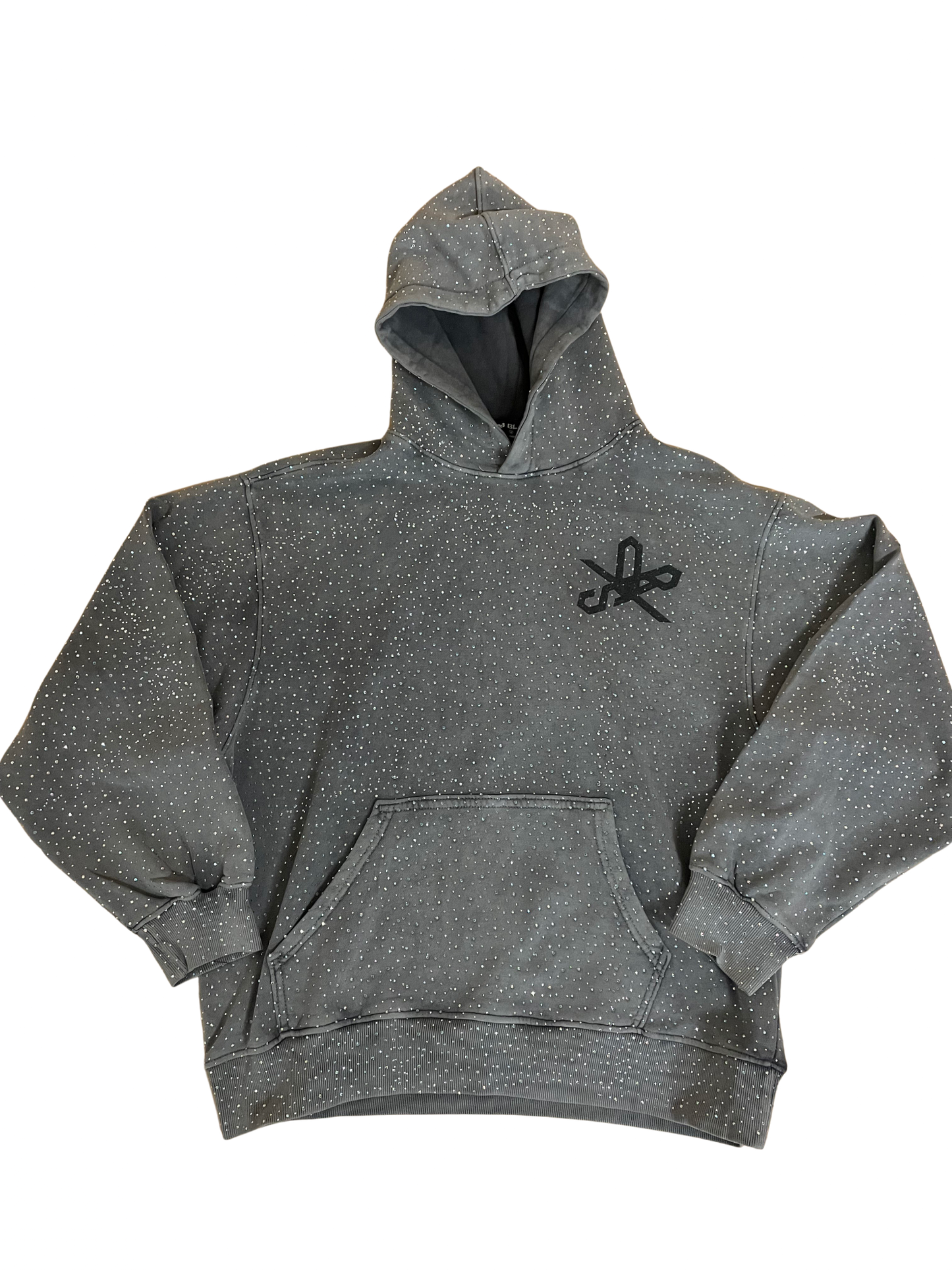 Grey Rhinestone Logo Hoodie