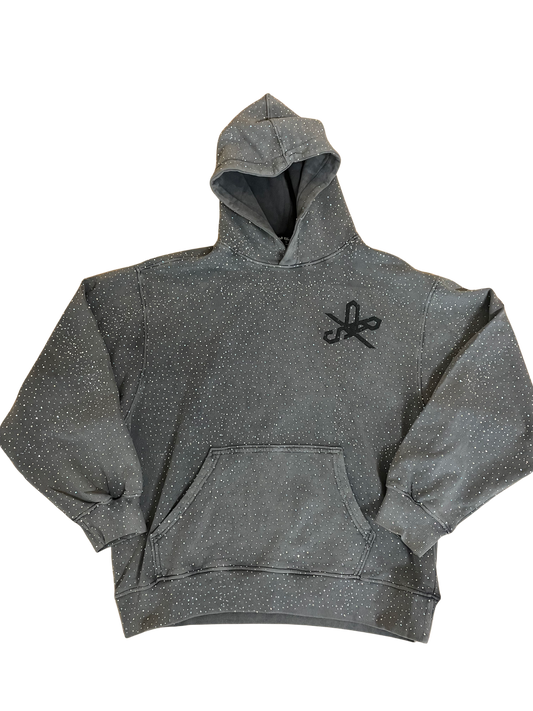 Grey Rhinestone Logo Hoodie