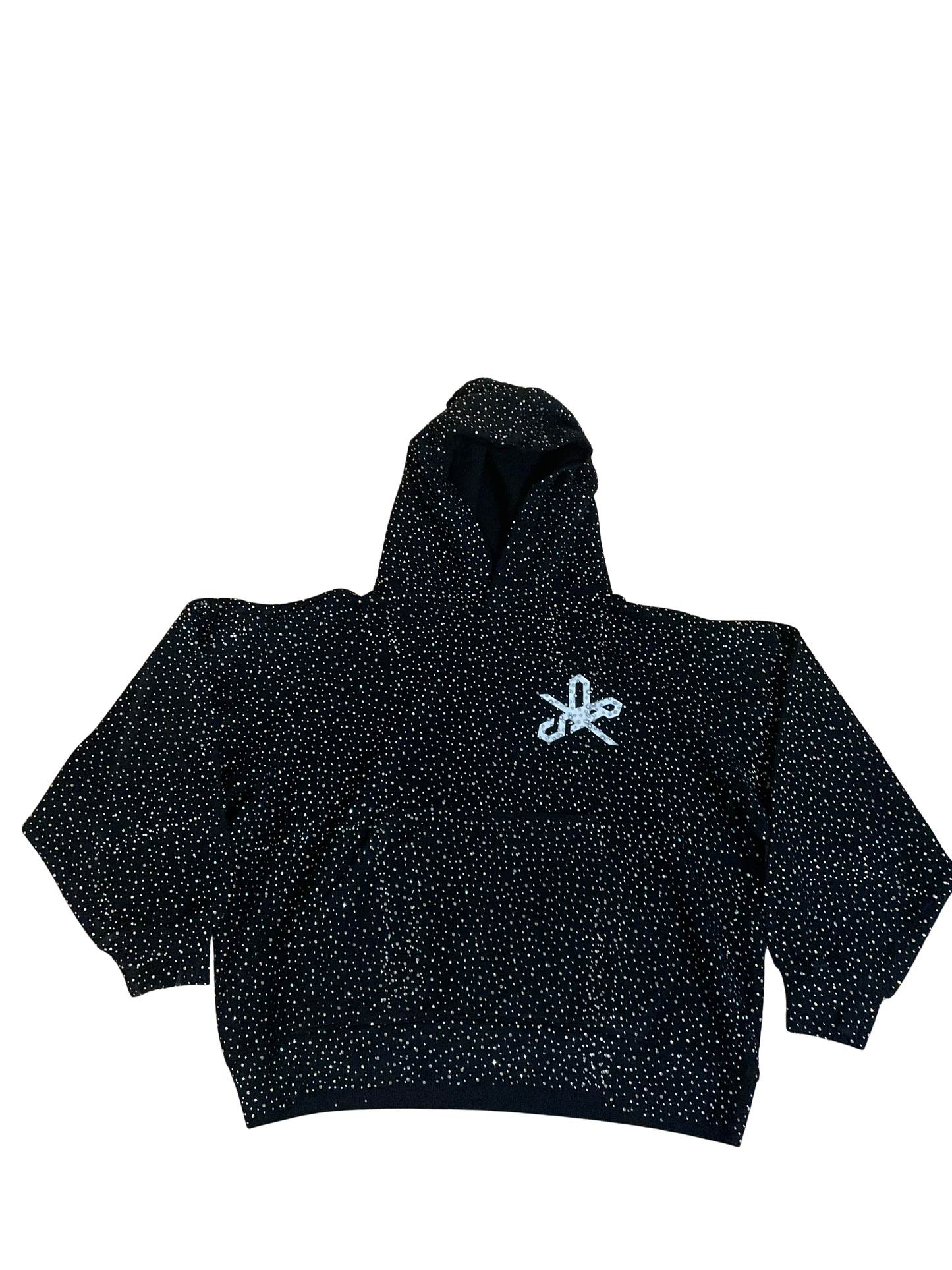 Black Rhinestone Logo Hoodie